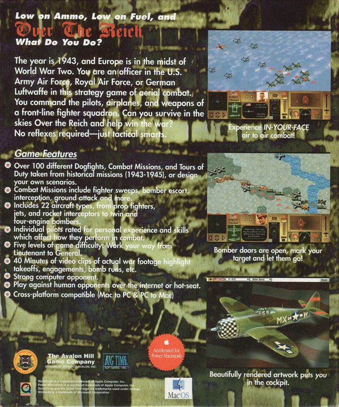 Back Cover for Over the Reich (Macintosh and Windows and Windows 3.x)