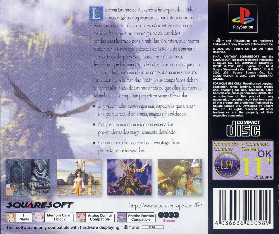 Back Cover for Final Fantasy IX (PlayStation)