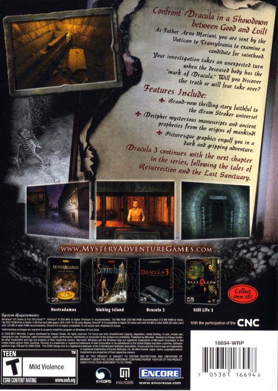 Back Cover for Dracula 3: The Path of the Dragon (Windows)