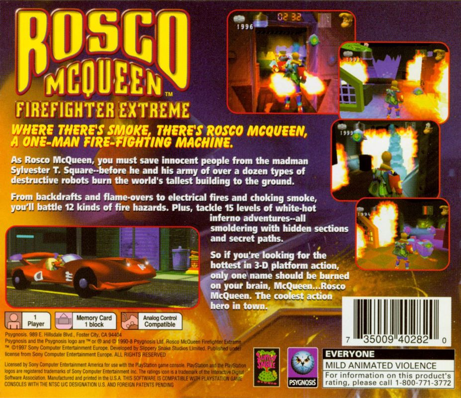 Back Cover for Rosco McQueen: Firefighter Extreme (PlayStation)