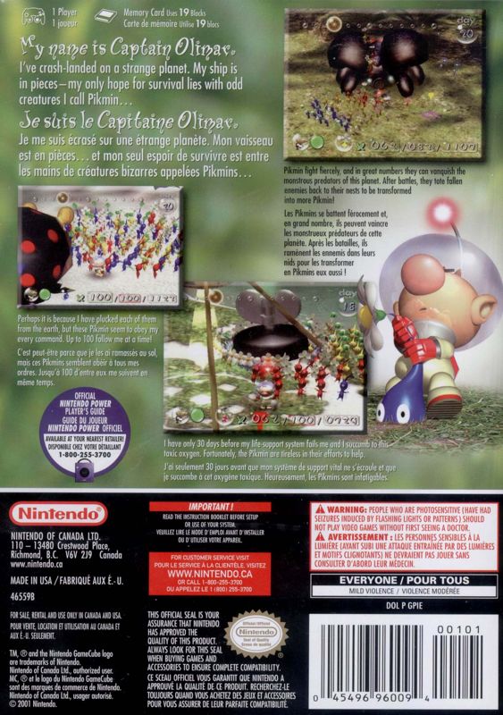 Back Cover for Pikmin (GameCube) (Player's Choice)