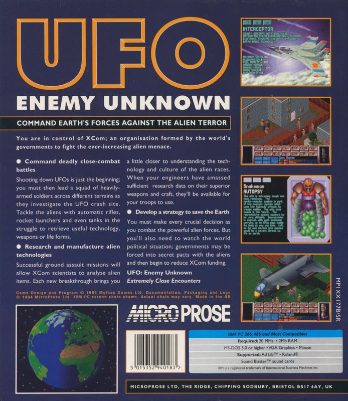 Back Cover for X-COM: UFO Defense (DOS)