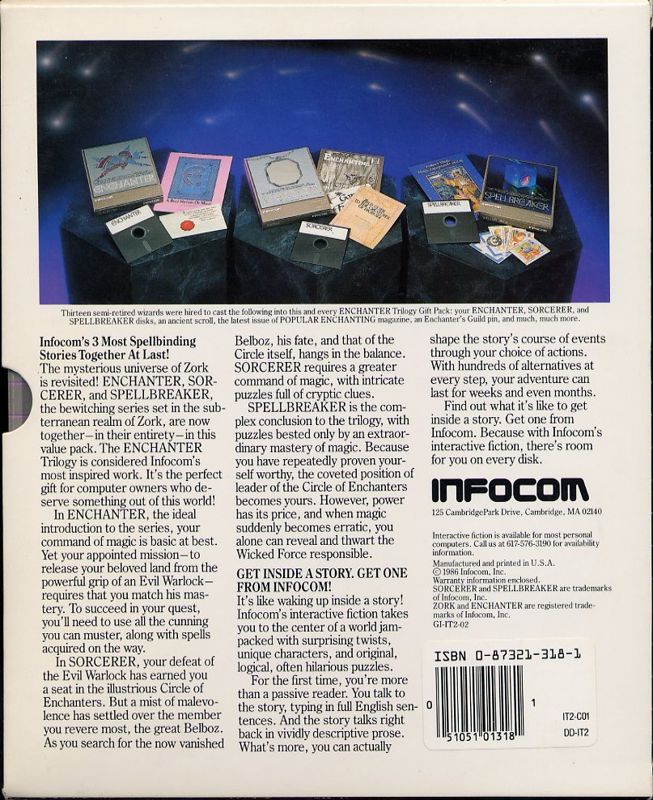Back Cover for Enchanter Trilogy (Commodore 64)