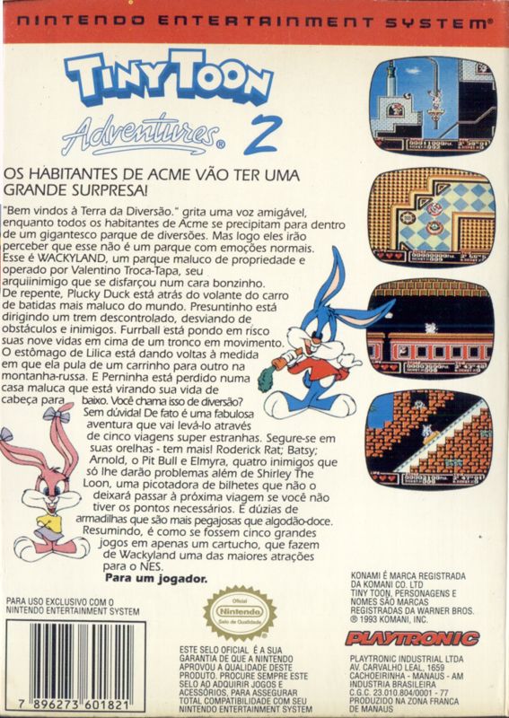 Back Cover for Tiny Toon Adventures 2: Trouble in Wackyland (NES)