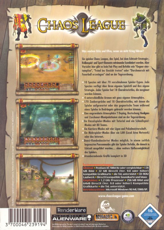 Back Cover for Chaos League (Windows)