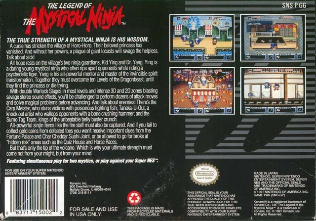 Back Cover for The Legend of the Mystical Ninja (SNES)