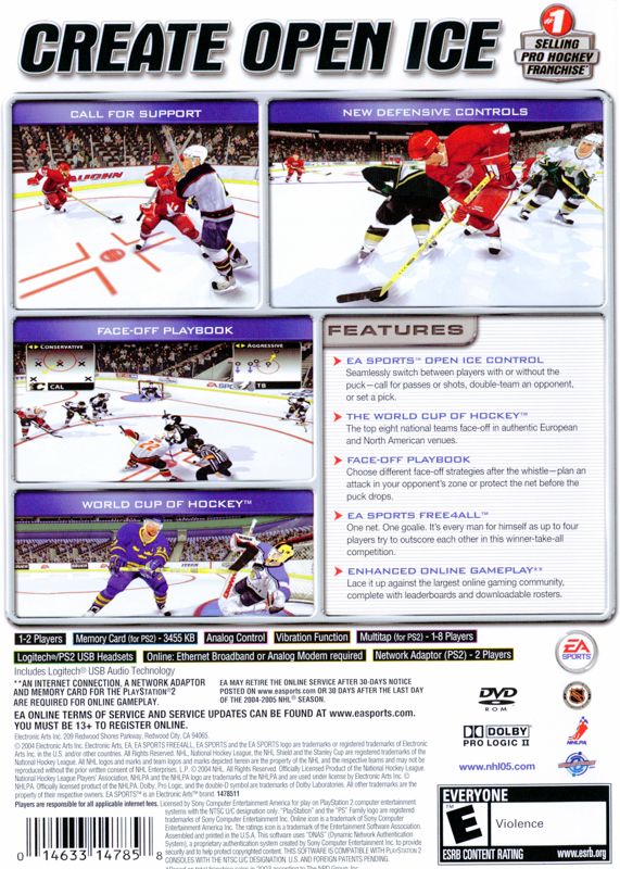 Back Cover for NHL 2005 (PlayStation 2)