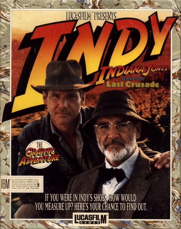 Front Cover for Indiana Jones and the Last Crusade: The Graphic Adventure (DOS) (5 1/4" Floppy Disk Version)