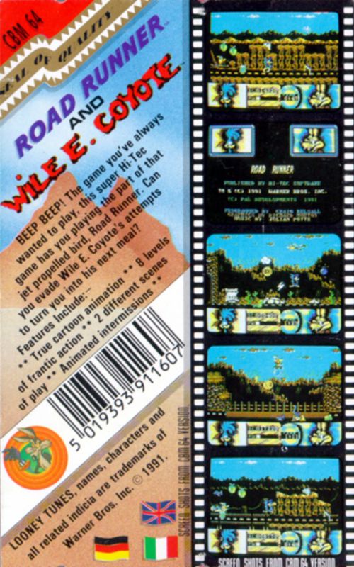 Back Cover for Road Runner and Wile E. Coyote (Commodore 64)