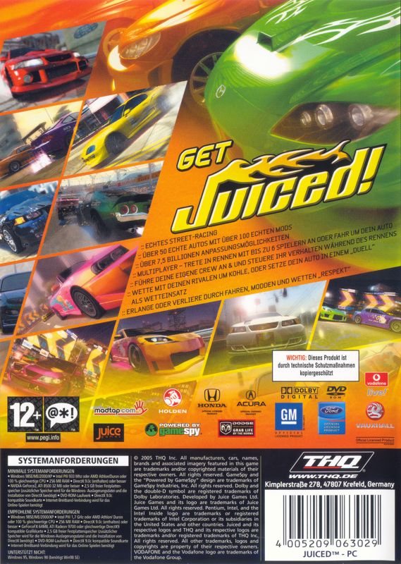 Back Cover for Juiced (Windows)