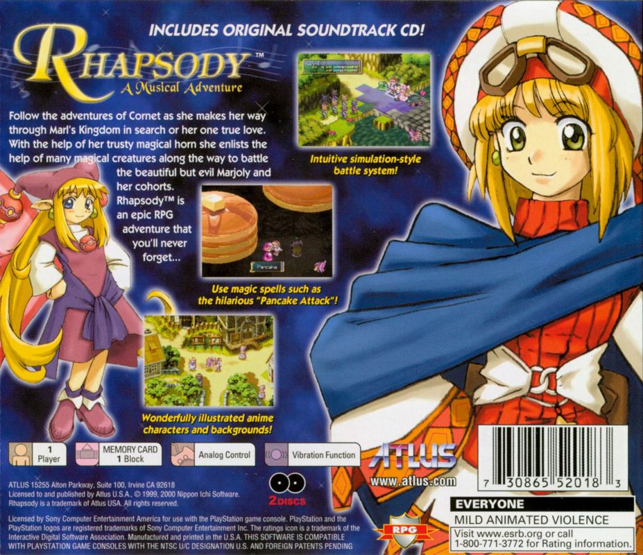 Back Cover for Rhapsody: A Musical Adventure (PlayStation)