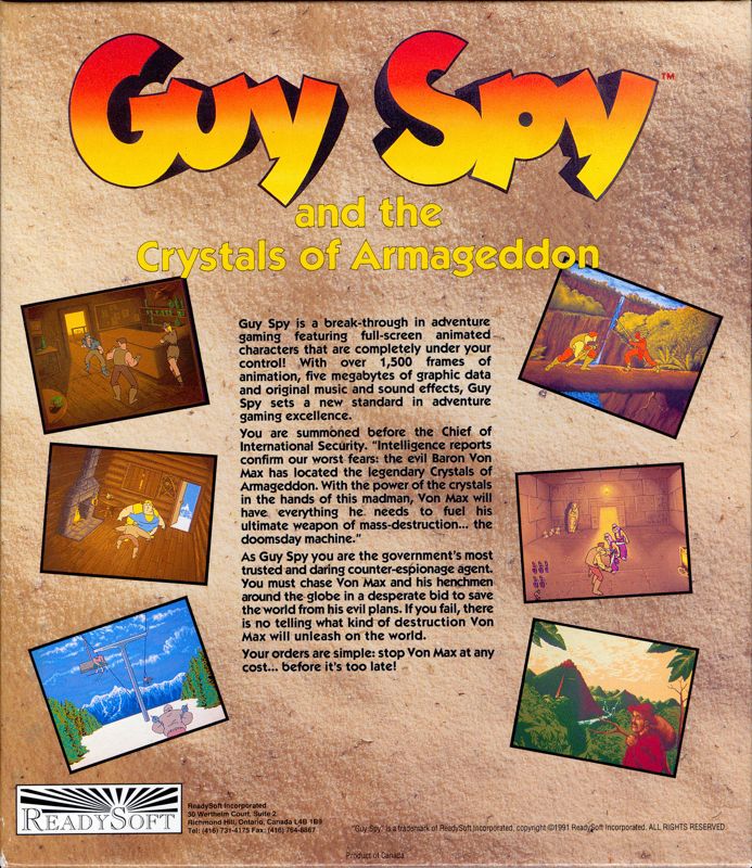 Back Cover for Guy Spy and the Crystals of Armageddon (Amiga)