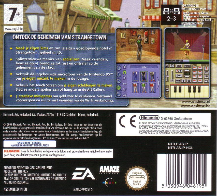 Back Cover for The Sims 2 (Nintendo DS)