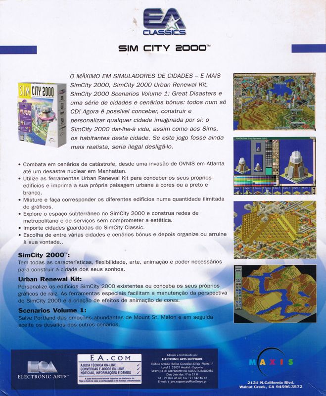 Back Cover for SimCity 2000: CD Collection (DOS and Windows and Windows 3.x) (EA Classics release)