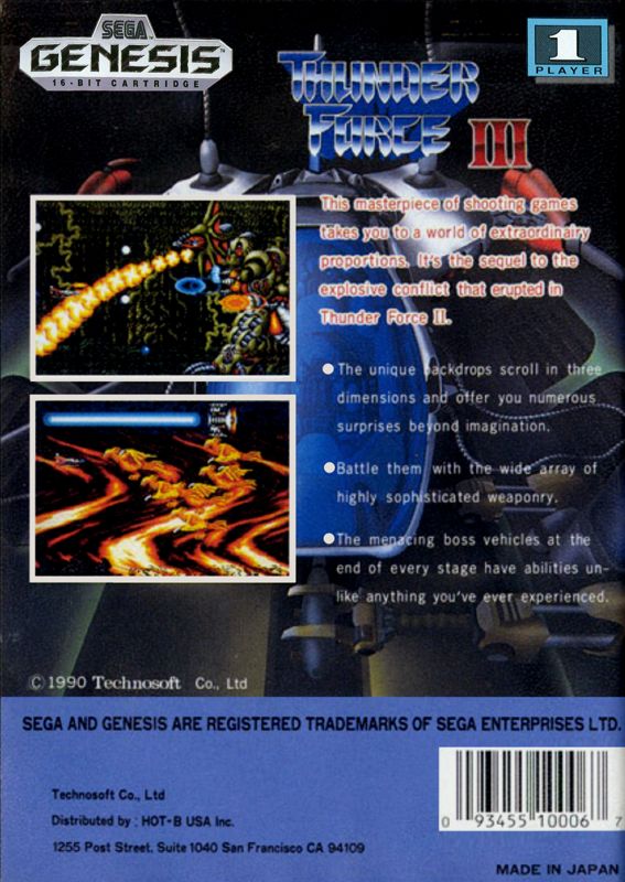 Back Cover for Thunder Force III (Genesis)
