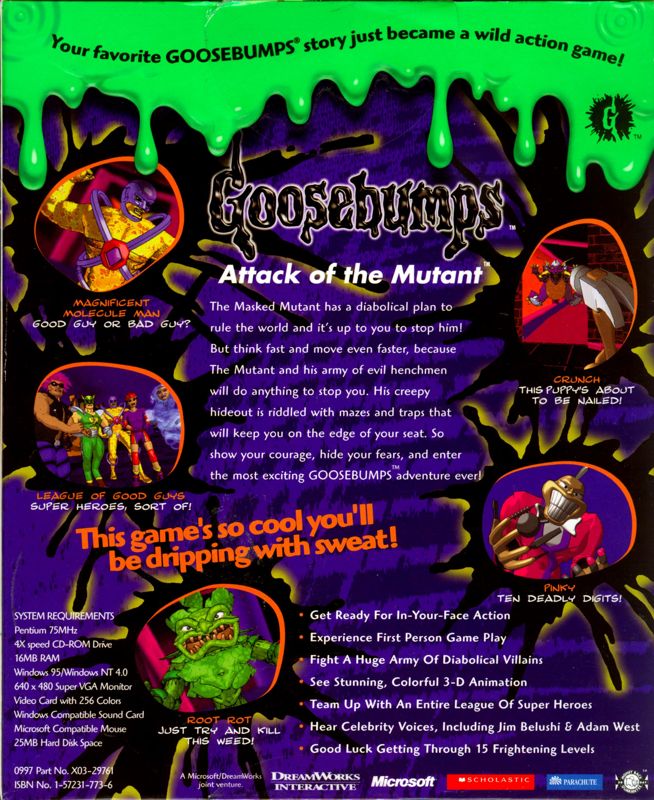Back Cover for Goosebumps Attack of the Mutant (Windows)