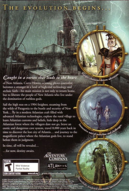 Back Cover for Atlantis: Evolution (Windows)