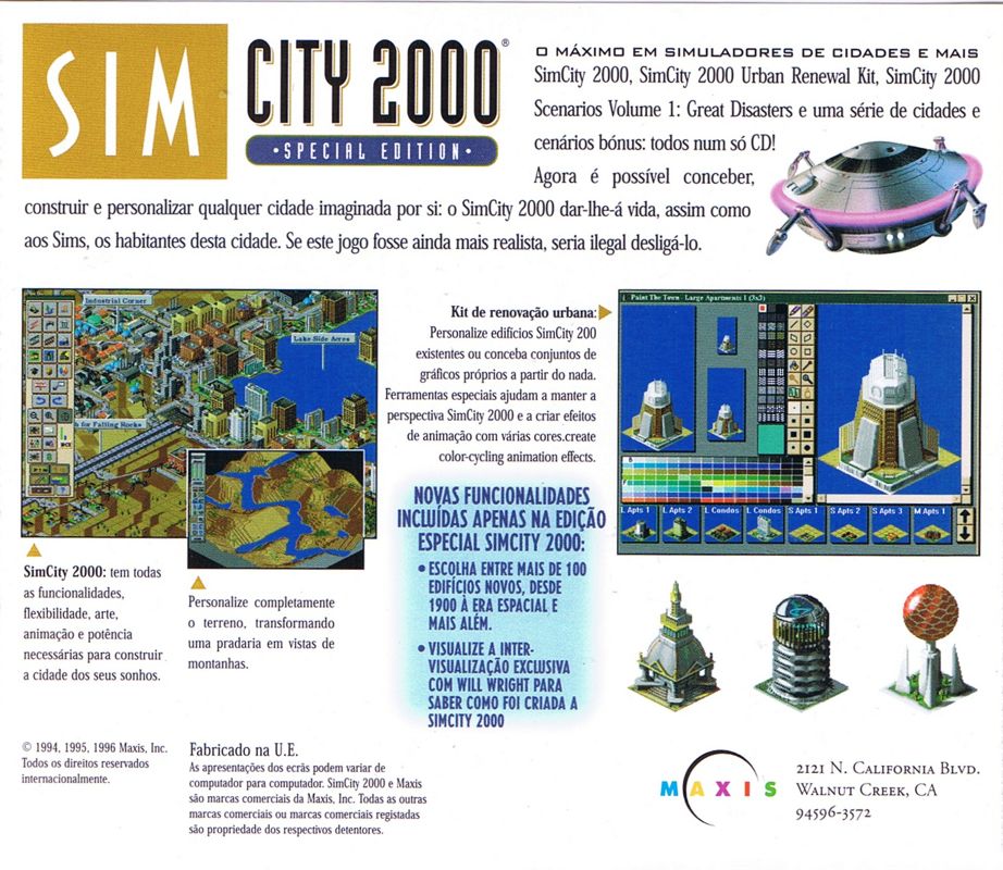 Other for SimCity 2000: CD Collection (DOS and Windows and Windows 3.x) (EA Classics release): Jewel Case - Back