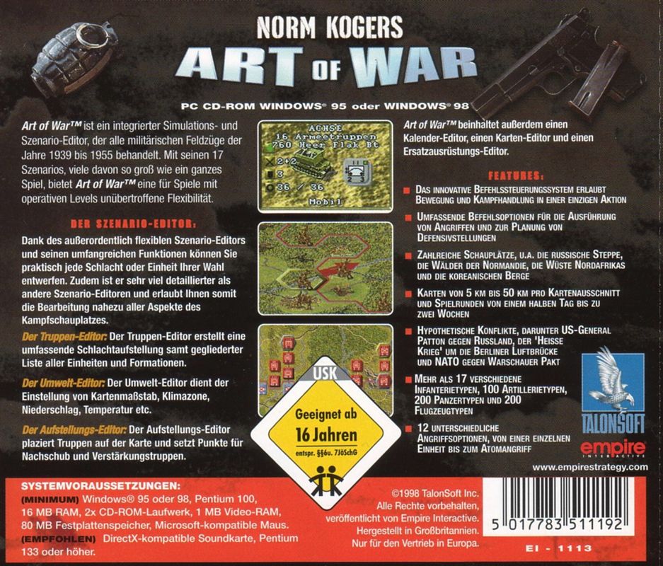 Other for Norm Koger's The Operational Art of War Vol 1: 1939-1955 (Windows): Jewel-Case Back