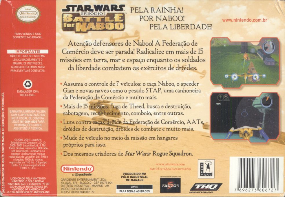 Back Cover for Star Wars: Episode I - Battle for Naboo (Nintendo 64)