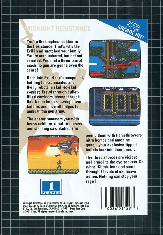 Back Cover for Midnight Resistance (Genesis)