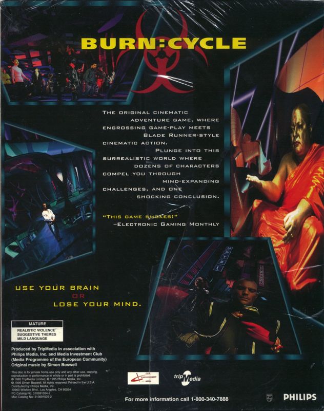 Back Cover for Burn:Cycle (Windows 3.x)