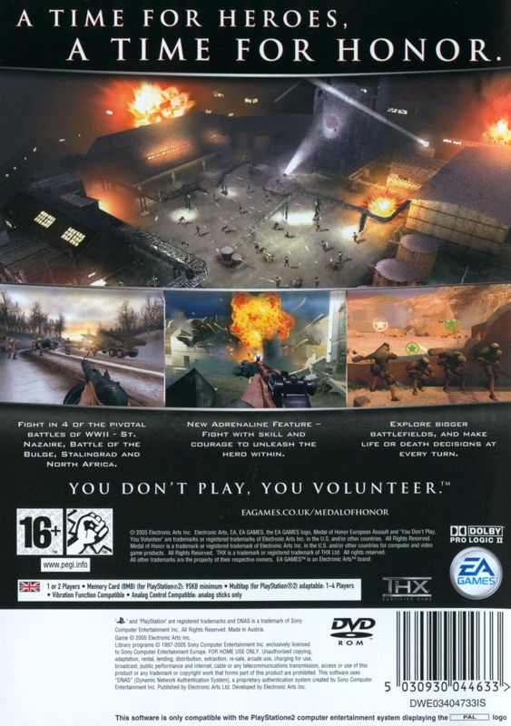 Back Cover for Medal of Honor: European Assault (PlayStation 2)