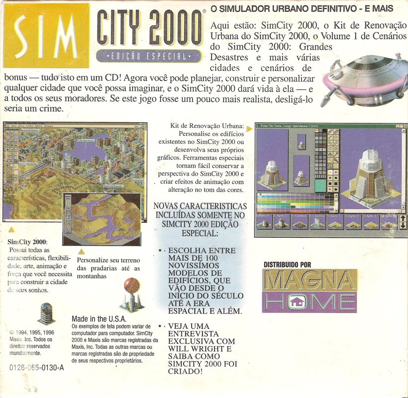 Back Cover for SimCity 2000: CD Collection (DOS and Windows and Windows 3.x) (Projeto Ensino Online release)