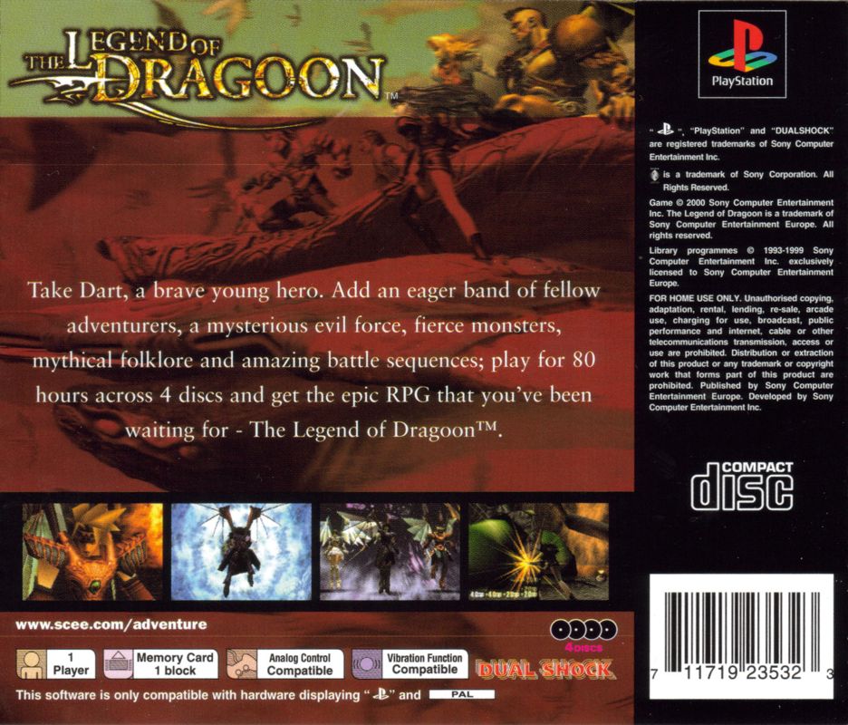 Back Cover for The Legend of Dragoon (PlayStation)