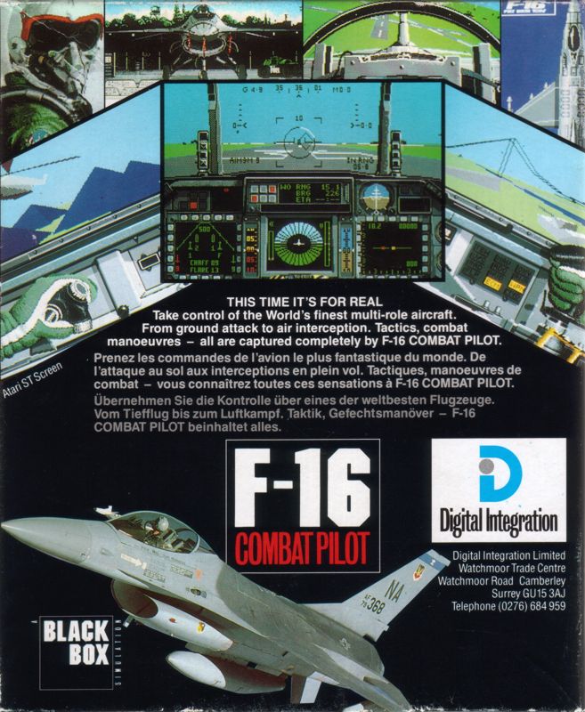 Back Cover for F-16 Combat Pilot (Amstrad CPC)