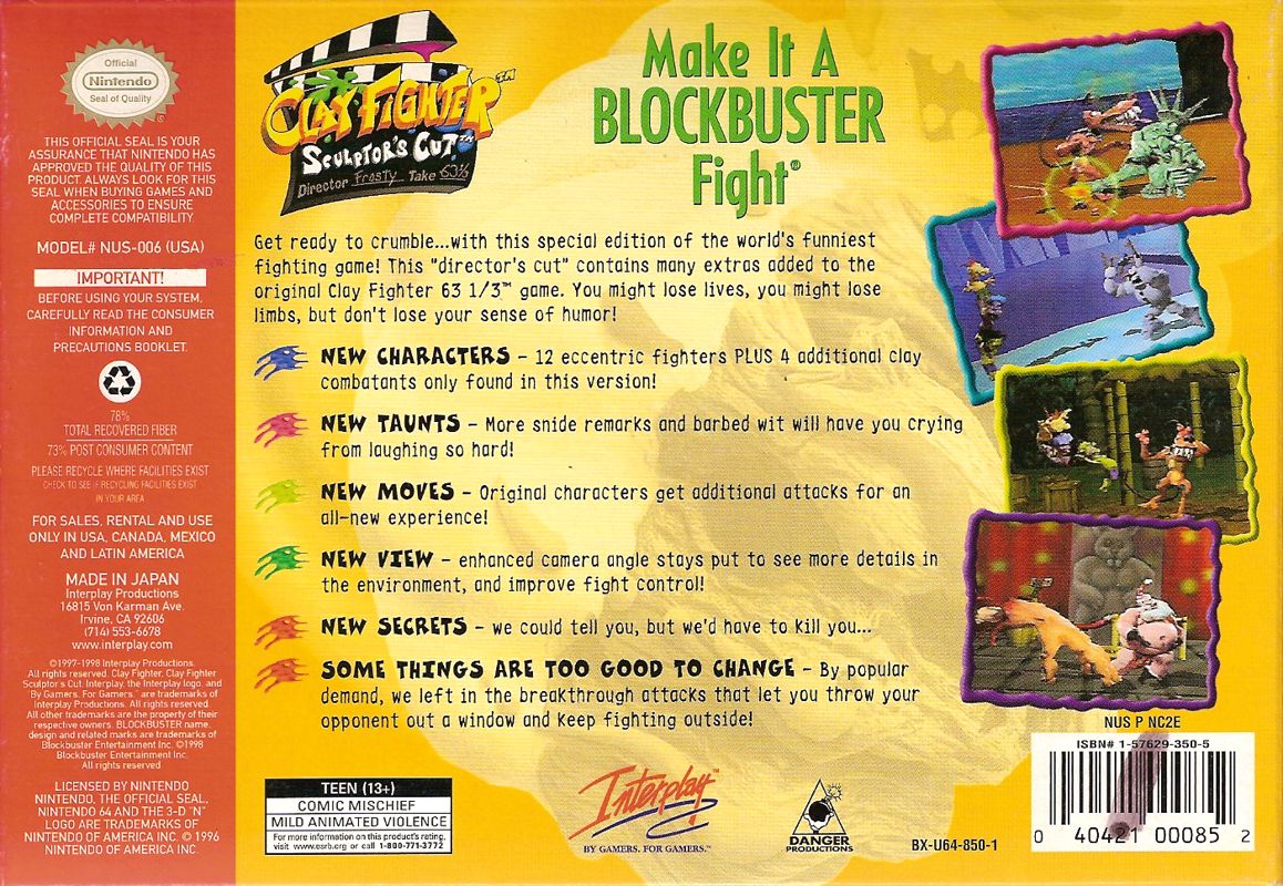 Clay Fighter Sculptor's Cut cover or packaging material MobyGames