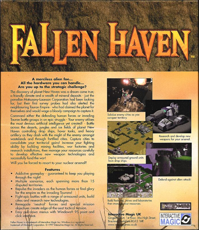 Back Cover for Fallen Haven (Windows)