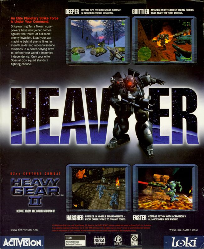 Back Cover for Heavy Gear II (Linux)
