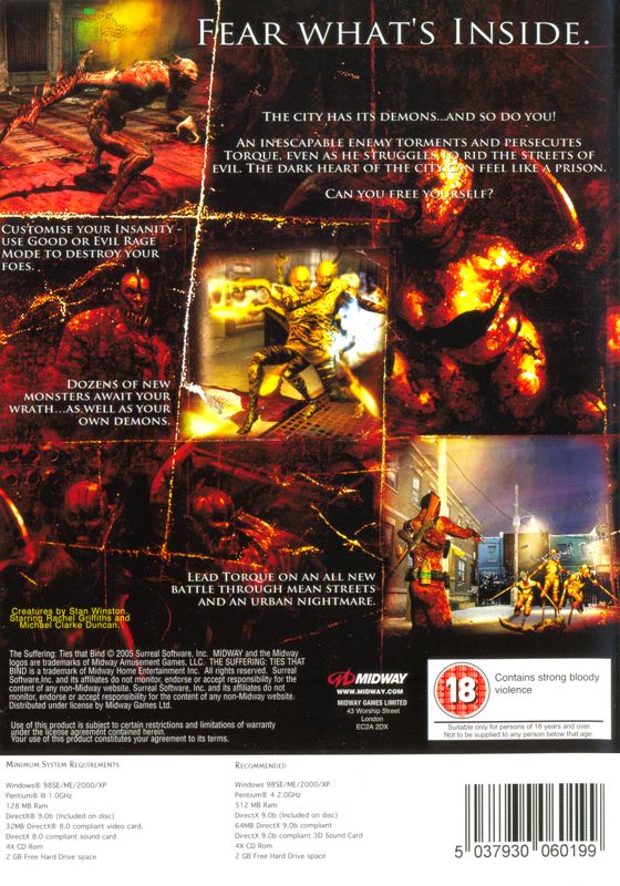 Back Cover for The Suffering: Ties That Bind (Windows)