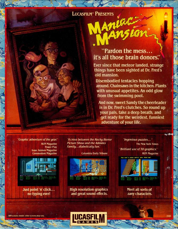 Back Cover for Maniac Mansion (Amiga)