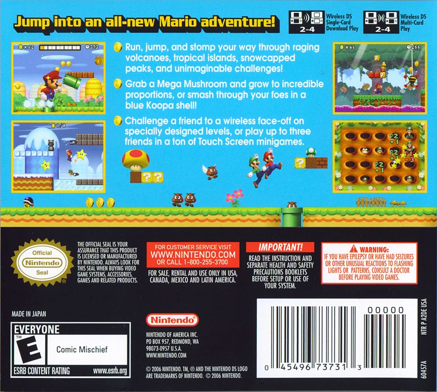 Back Cover for New Super Mario Bros. (Nintendo DS)