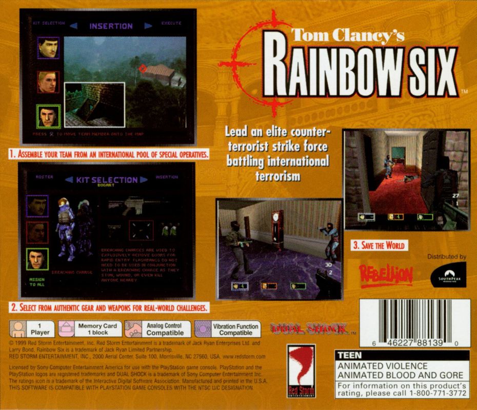 Back Cover for Tom Clancy's Rainbow Six (PlayStation)