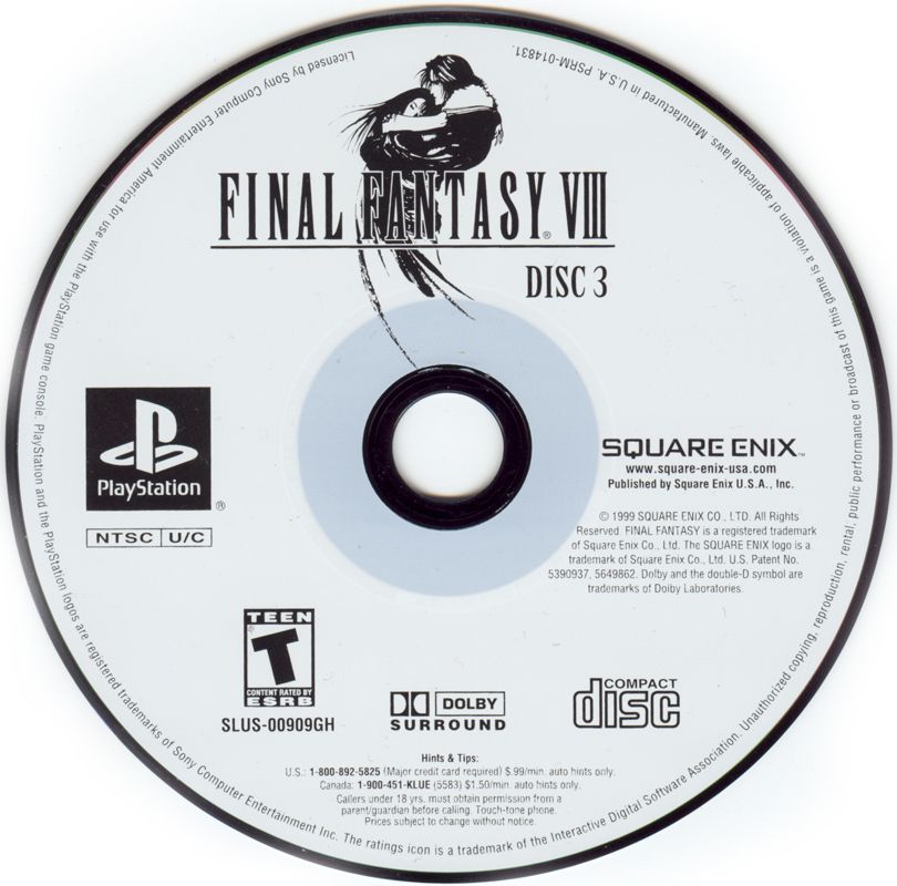 Media for Final Fantasy VIII (PlayStation) (Greatest Hits - Square Enix Release): Disc 3/4