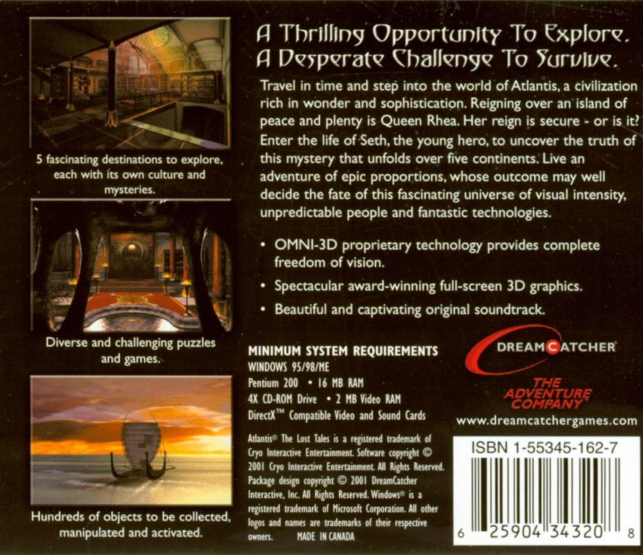 Other for Atlantis: The Lost Tales (Windows) (Re-release): Jewel Case - Back