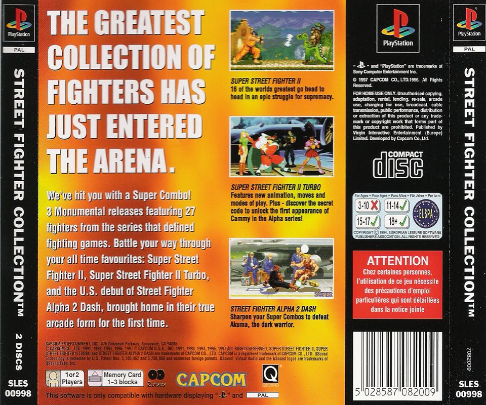 Back Cover for Street Fighter Collection (PlayStation)