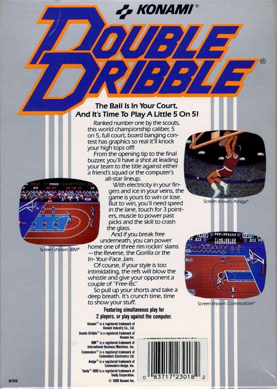 Back Cover for Double Dribble (Amiga)