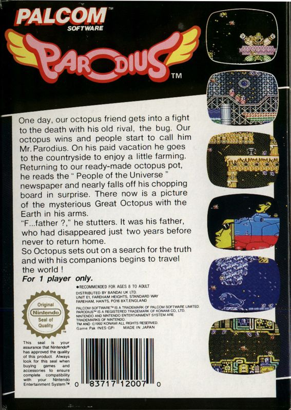 Back Cover for Parodius (NES)