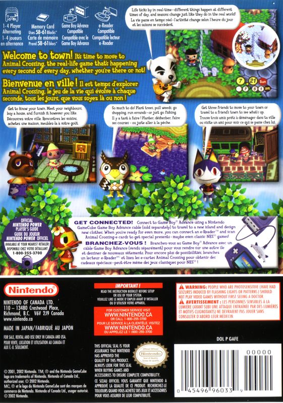 Back Cover for Animal Crossing (GameCube)