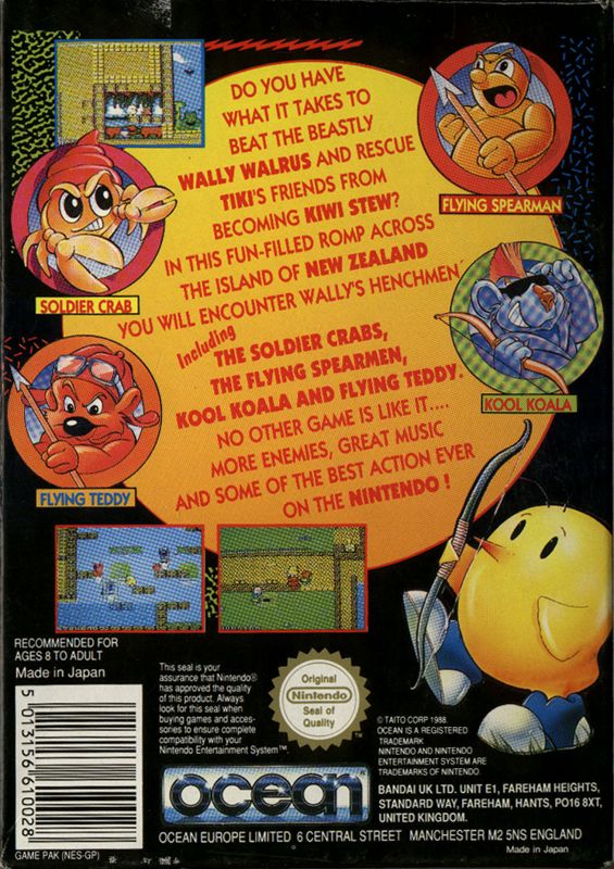 Back Cover for The New Zealand Story (NES)