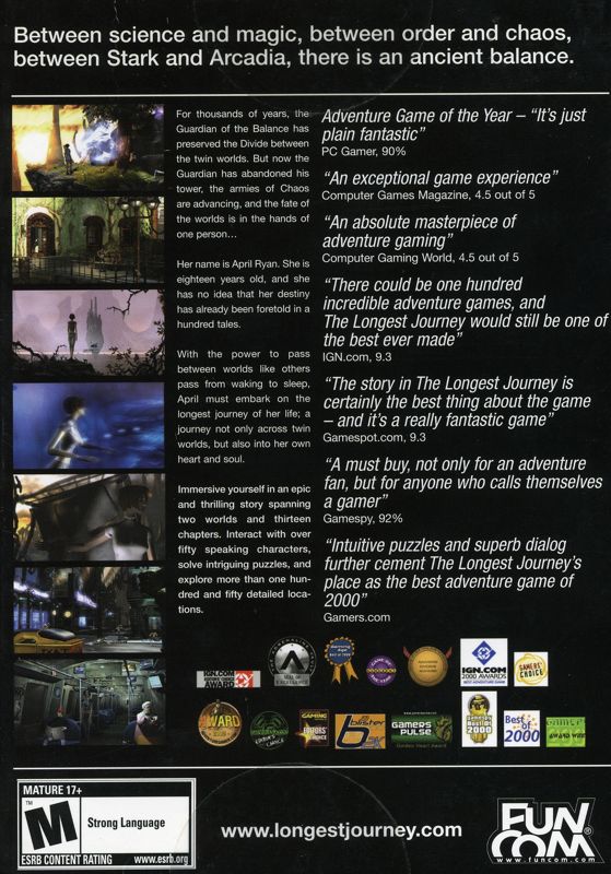 Back Cover for The Longest Journey (Windows) (2 disc budget release)