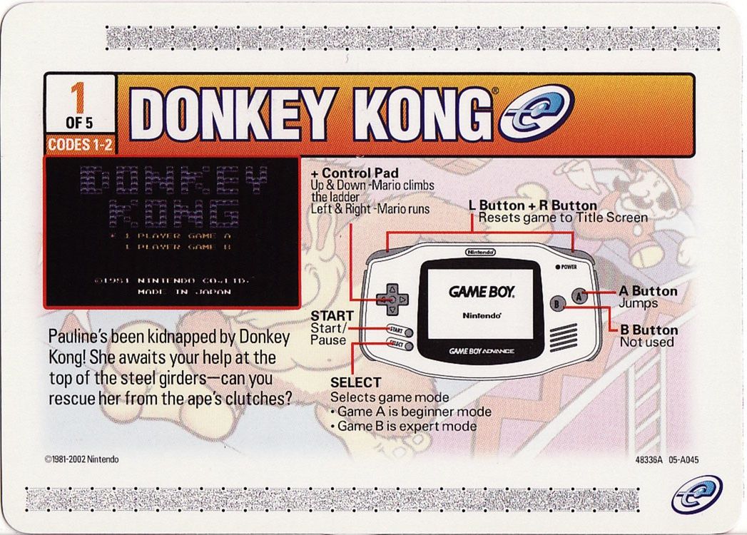 Media for Donkey Kong (Game Boy Advance): e-Card 1 - Front