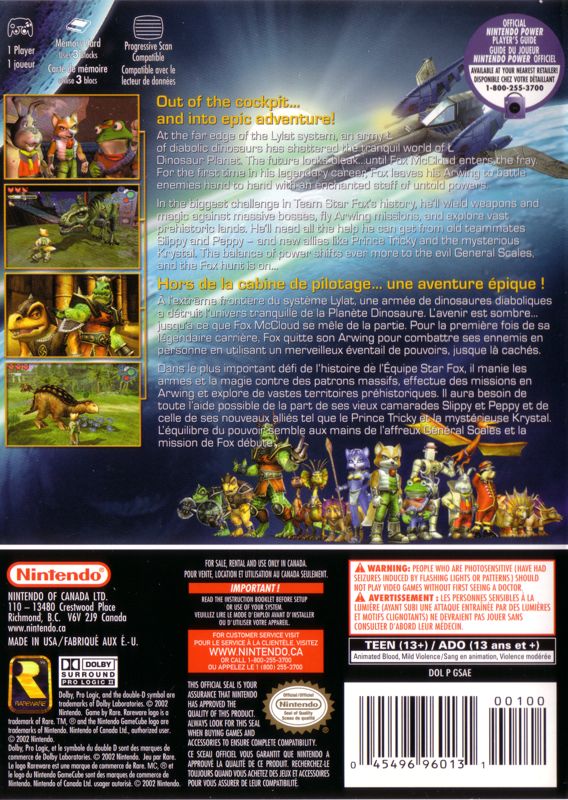 Back Cover for Star Fox Adventures (GameCube)