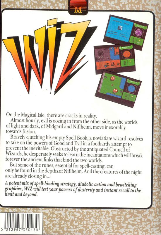 Back Cover for Wiz (Commodore 64) (Disk version folder)