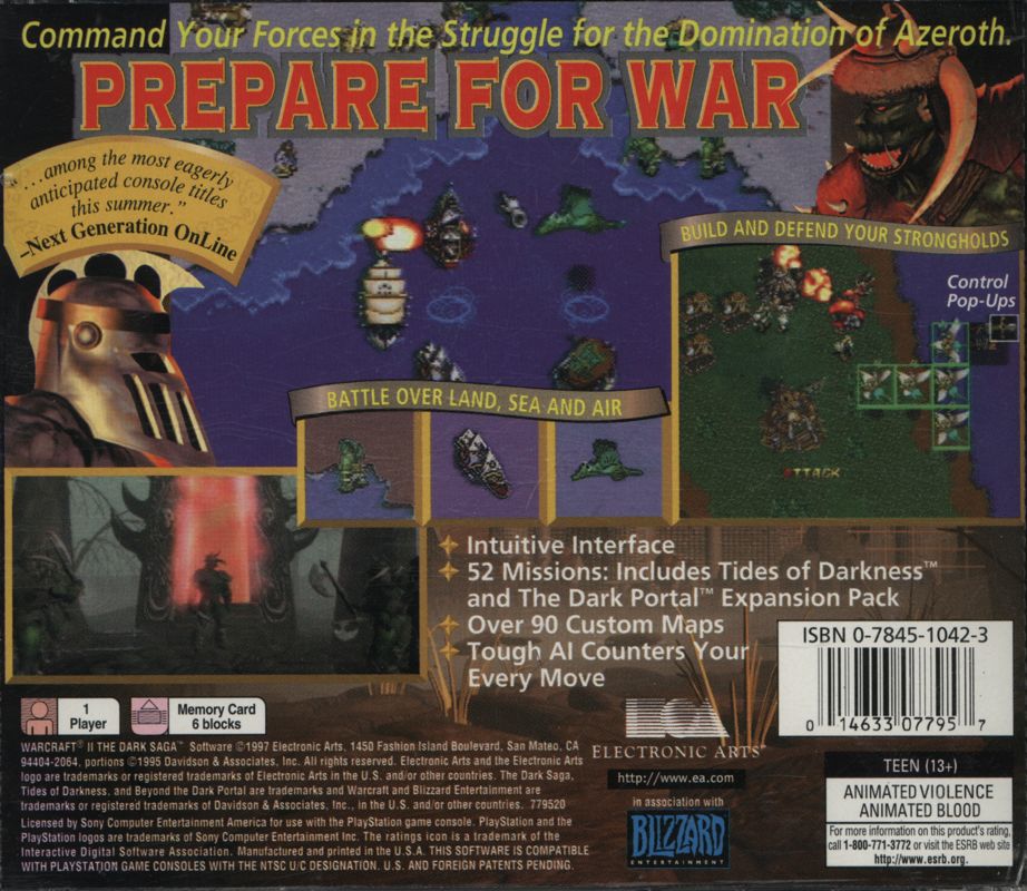 Back Cover for WarCraft II: The Dark Saga (PlayStation)