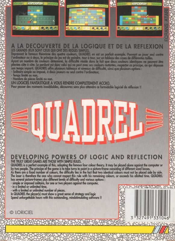 Back Cover for Quadrel (DOS)